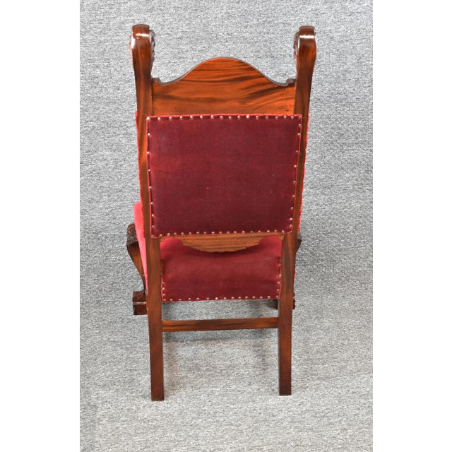 Vintage Renaissance Revival Style Lion Heads Fireside Accent Chair For Sale - Image 6 of 11