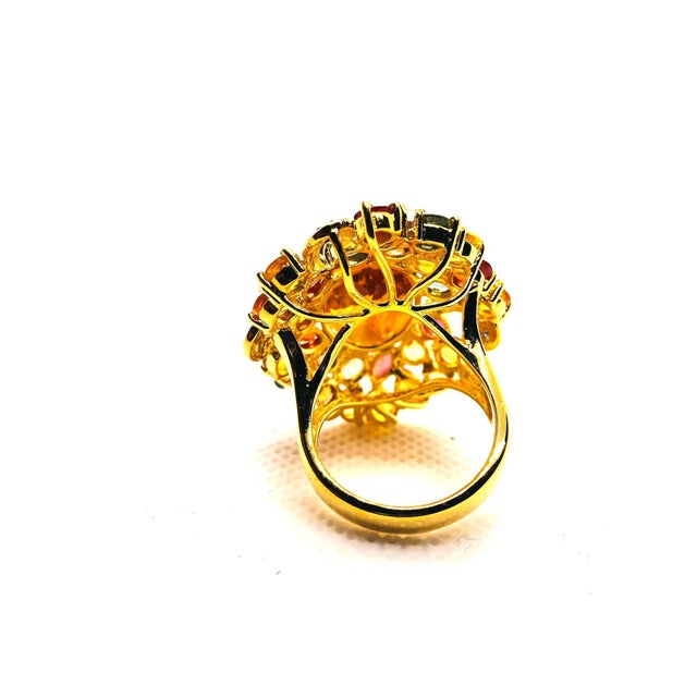 Bochic “Orient” Vintage Natural Citrine, Diamond & Sapphire Ring Set In 18K Gold For Sale - Image 12 of 12