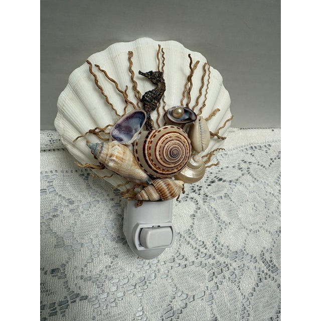 Natural Beach House Seashell Adorned Nightlight For Sale - Image 4 of 11