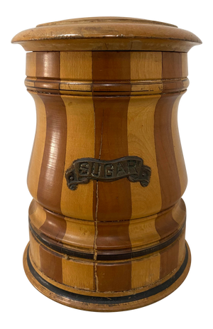 19th Century American Treenware Sugar Canister With Lid