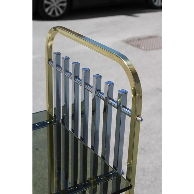 1970s Italian Shelf in Chromed Metal, Brass & Glass, 1970s For Sale - Image 5 of 12