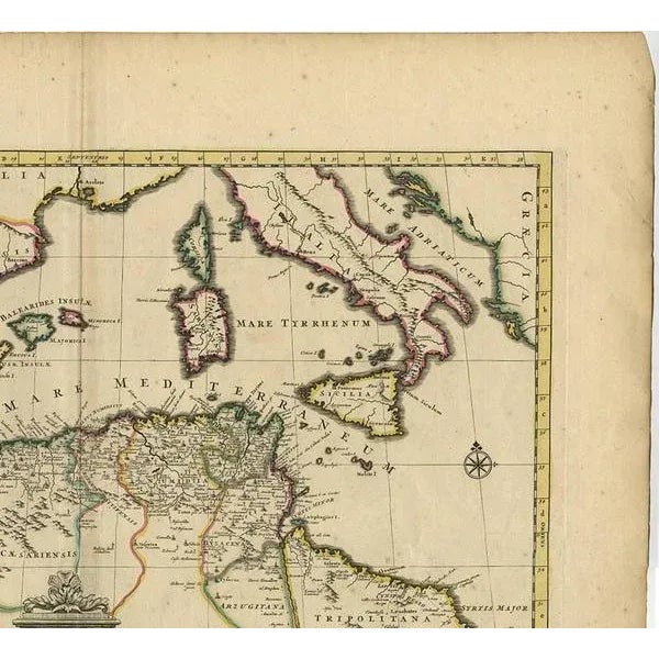 Antique Map of the Northern Coast of Africa and Southern Europe, 1745 For Sale - Image 3 of 6