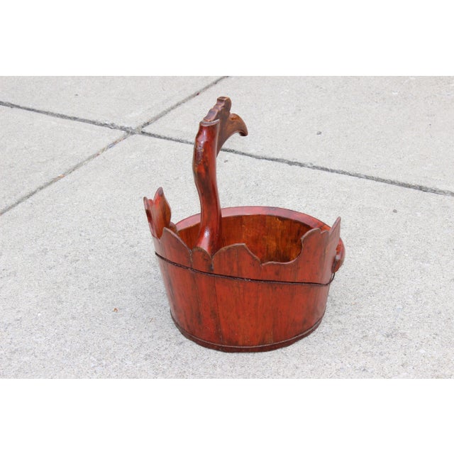 Antique Asian Chinese Carved Wood Swan Bucket For Sale - Image 4 of 6