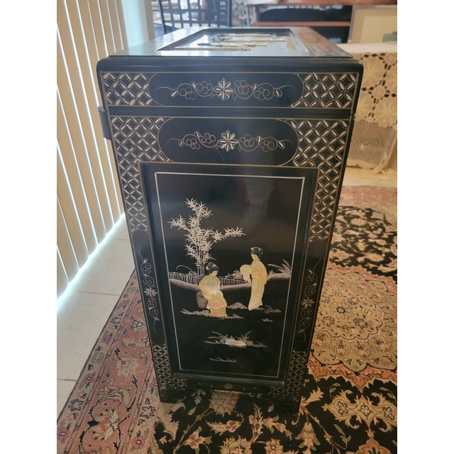 Asian Mid 20th Century Black Lacquer Asian Cabinet For Sale - Image 3 of 12