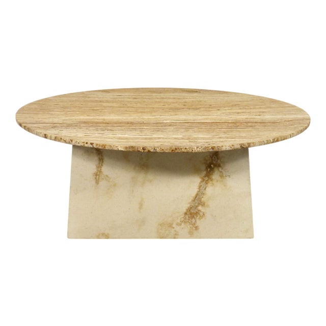 Italian Geometric Travertine Coffee Table, 1970s For Sale
