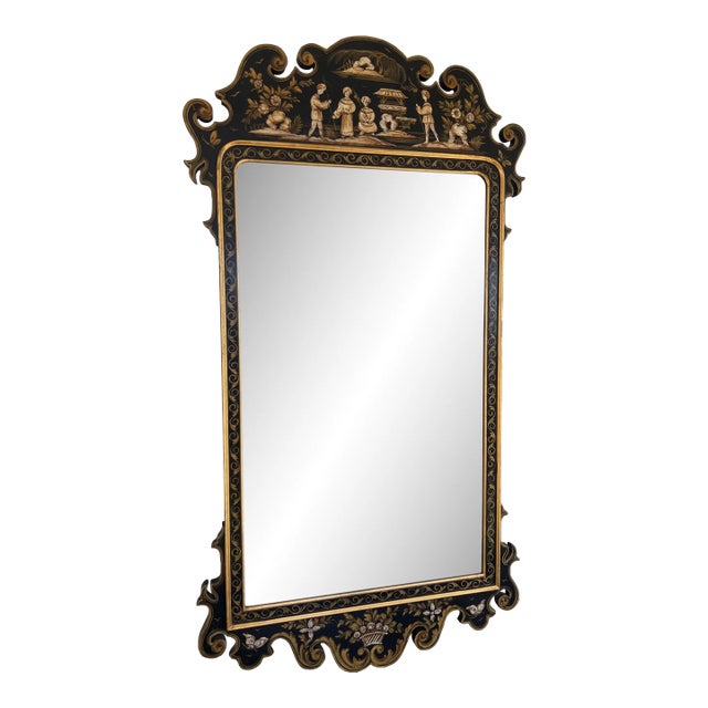 Vintage Italian Chinoiserie Decorated Wall Mirror For Sale