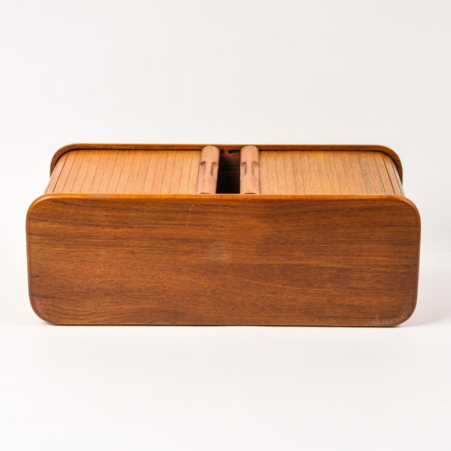 Vintage MCM Teak Wall Cabinet Kalmar Small Tambour Sliding Door Shelf Made in Thailand For Sale - Image 11 of 13