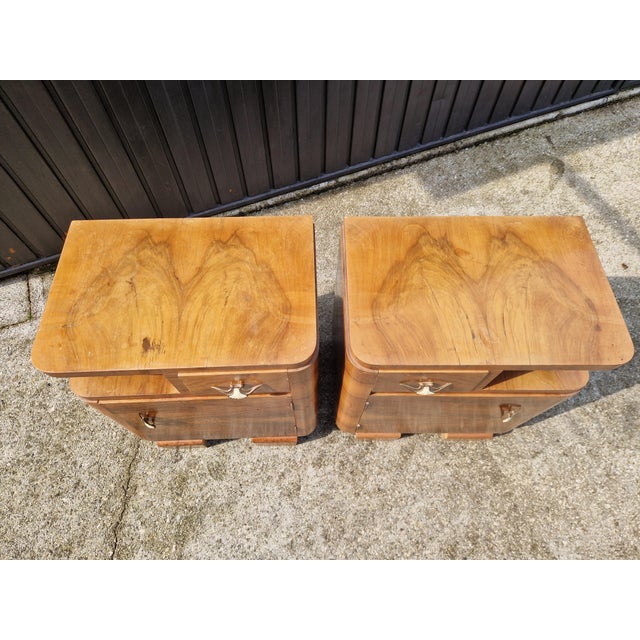 Tan Art Deco Bedside Tables, 1930s, Set of 2 For Sale - Image 8 of 16
