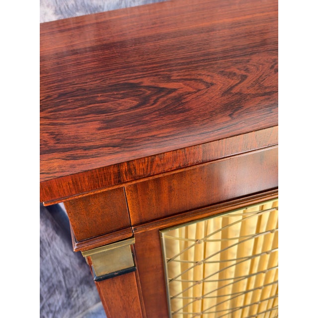 Chestnut Late 20th Century Kittinger Traditional Mahogany Credenza With Brass Grille Doors For Sale - Image 8 of 12