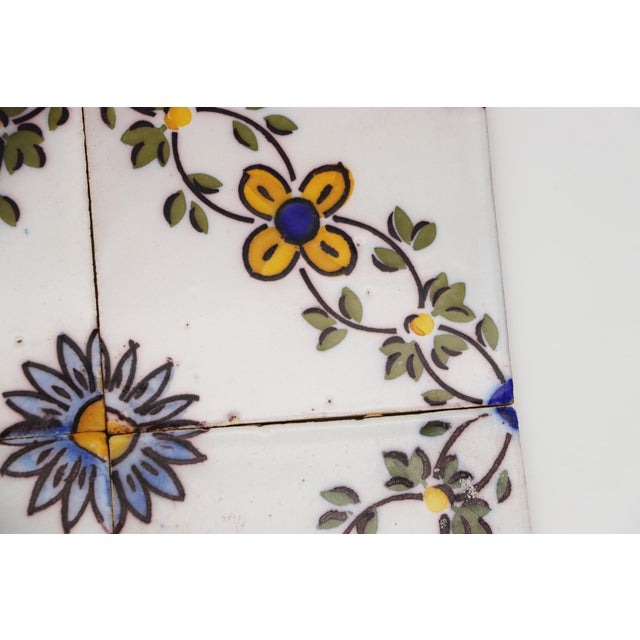 19th Century Set of Four Floral Tiles, Portuguese Baroque For Sale - Image 4 of 13