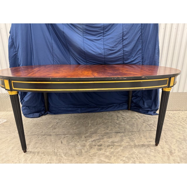 Black 1960s Mid Century Louis XVI Jansen Style French Dining Table With Leaf For Sale - Image 8 of 8