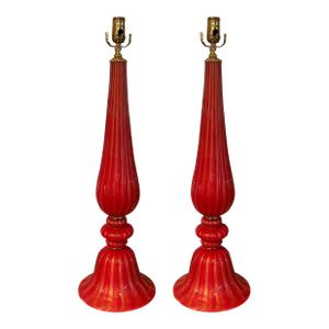 Vintage Pair of Murano Glass Lamps