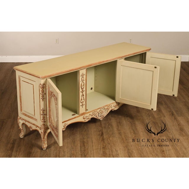 French Rococo Style Painted Sideboard Buffet Cabinet For Sale - Image 17 of 18