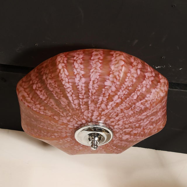 Mid-Century Modern Mid-Century Murano Glass Pendant Chandelier in Sakura Pink and Muted Crimson For Sale - Image 3 of 12