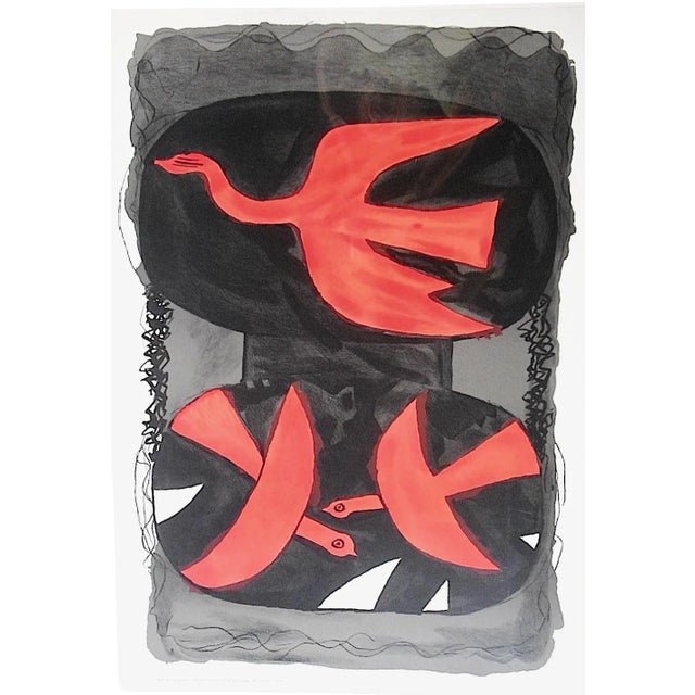 Vintage Monumental Braque Litho "Three Birds" For Sale