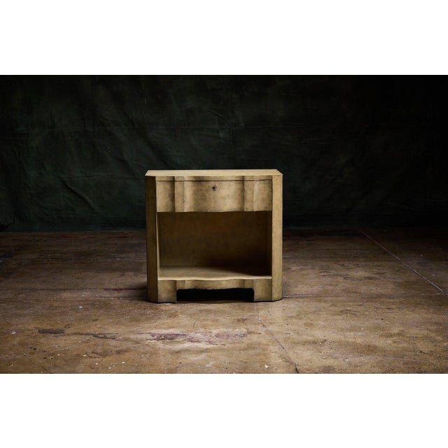 Pair of Serpentine-Front Parchment Nightstands For Sale - Image 4 of 14