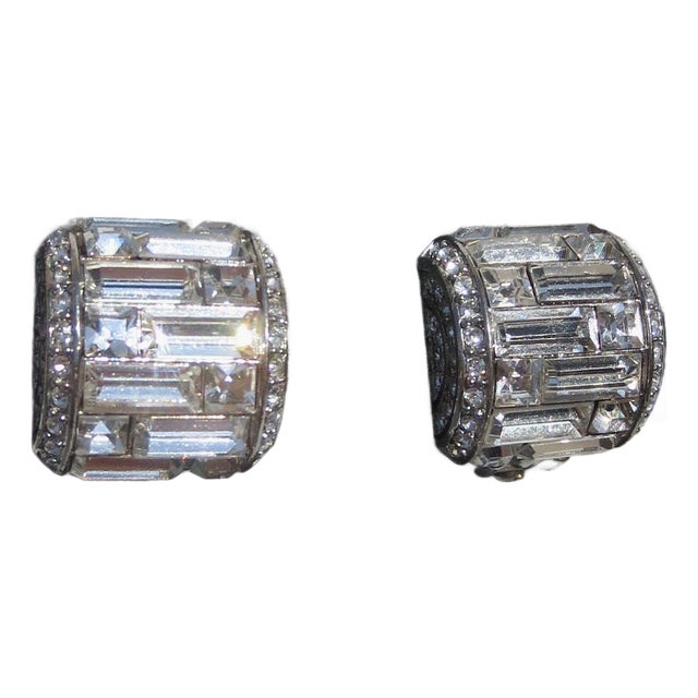 Carolee Costume Rhinestone Clip-on Earrings For Sale