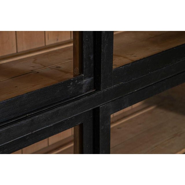 Large Antique English Ebonised Glazed Housekeepers Cabinet, 1880 For Sale - Image 14 of 18