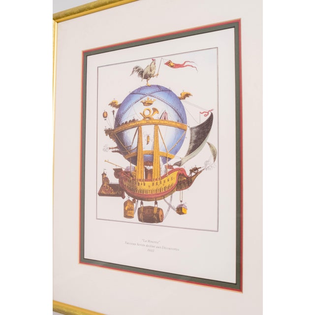 Printmaking Materials 1980s Set of 4 Framed & Matted Hot Air Balloon Prints For Sale - Image 7 of 14
