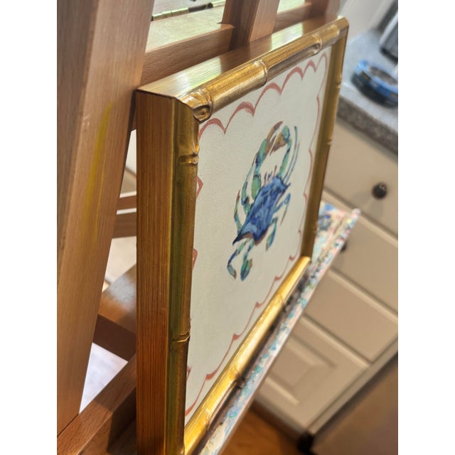 A blue crab painting from the sea series by Michelle Heimann .