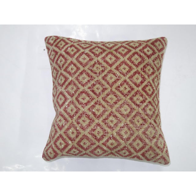Late 20th Century Red Turkish Pillow with Pink Linen Backing For Sale - Image 5 of 5