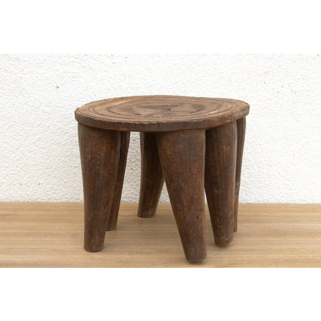 Wood Rustic Finely Carved African Stool For Sale - Image 7 of 9