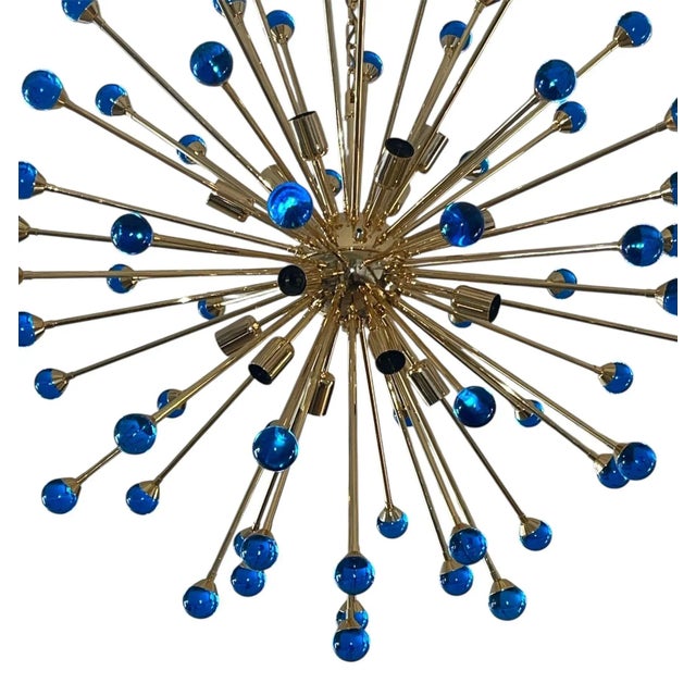 Italian Sputnik Chandelier Cobalt Blue Murano Glass Spheres, Early 21st Century. For Sale - Image 4 of 5