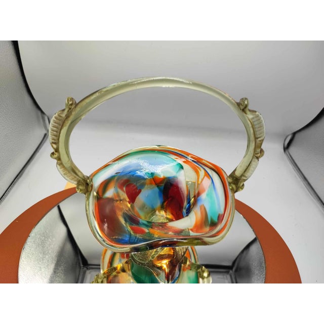 Colorful Glass Basket Plate from the Ząbkowice Steelworks, 1970s For Sale - Image 4 of 5