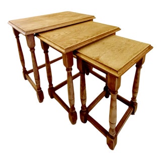 Mid-Century Modern Oak Nesting Tables, 1950s, Set of 3 For Sale