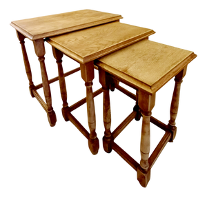 Mid-Century Modern Oak Nesting Tables, 1950s, Set of 3