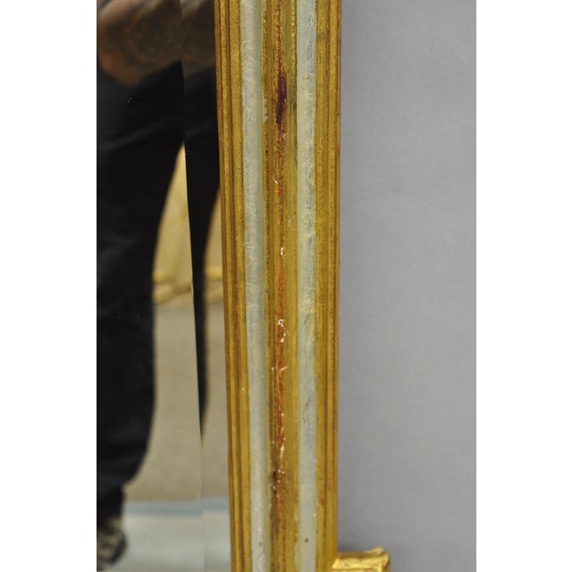 Gold Vintage Italian Regency Silver & Gold Gilt Wood Frame Beveled Glass Wall Mirror For Sale - Image 8 of 13