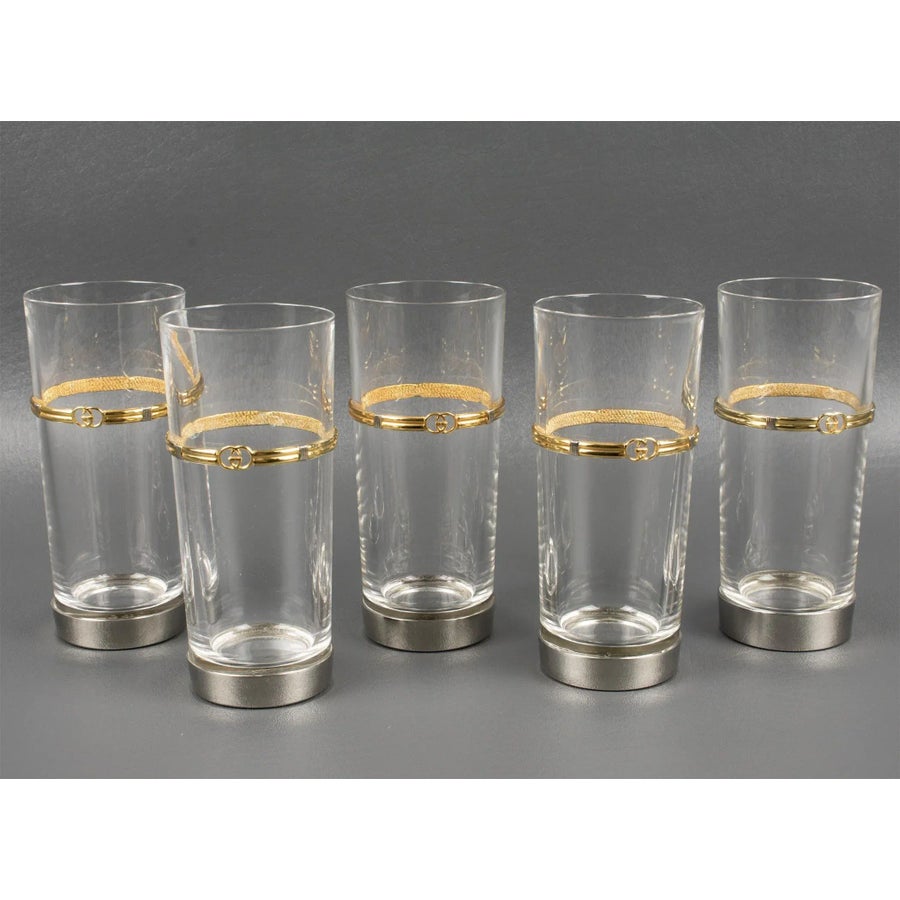 Gucci Italy Barware Set Silver Plate and Crystal HighBall Tumbler