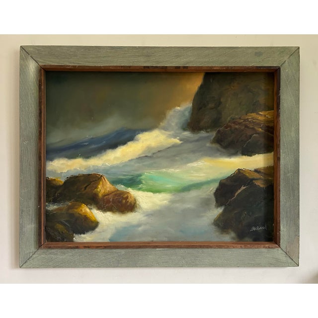 Vintage framed seascape oil painting on panel. From the estate of Alfred Lockwood. Signed Lockwood to the lower right...