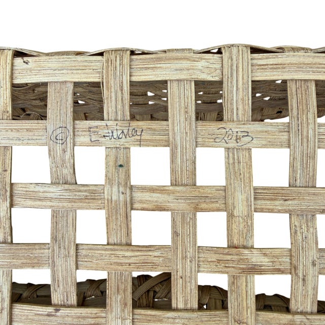 Hand-Woven Oak Splint Basket With Horse Bit Handle by Elizabeth Worley For Sale - Image 13 of 13