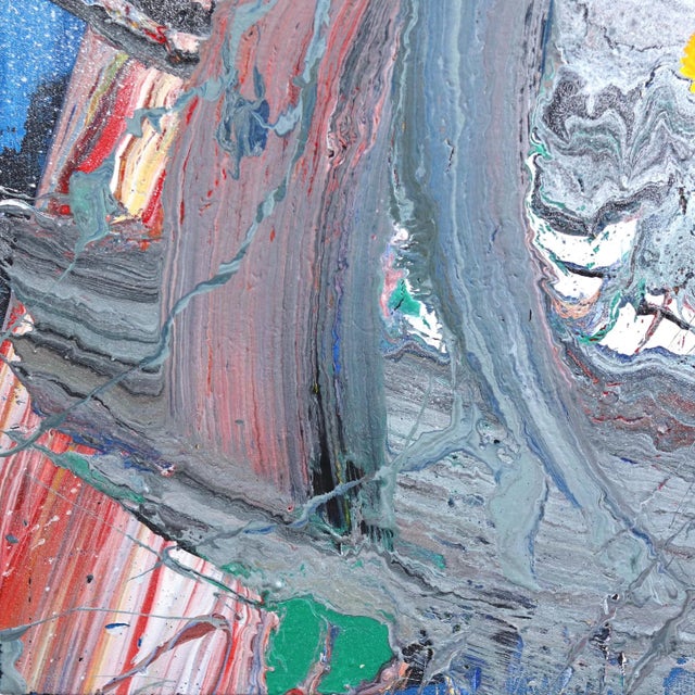 Large Textural Expressive Original Artwork ''Untitled Wave'' Contemporary Abstract Mixed-Media Painting by Olympio For Sale - Image 4 of 12