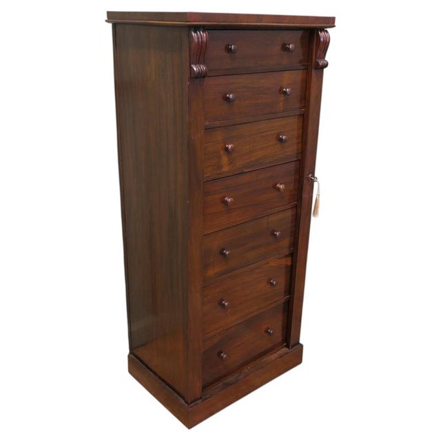 Wood Tall Victorian Wellington Filing Cabinet For Sale - Image 7 of 7