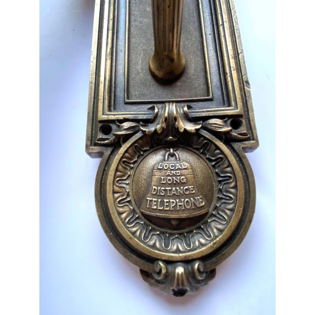 Antique Cast Brass Emblematic Telephone Company Exterior Door Handle For Sale - Image 4 of 7