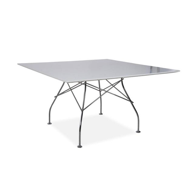 White Kartell Glossy Wood Dining Table White For Sale - Image 8 of 8