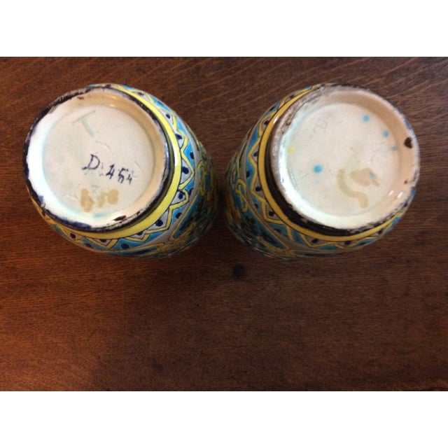 19th Century French Enameled Longwy Vases - a Pair For Sale - Image 11 of 12