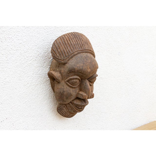 1950s Rustic Wooden African Mask, the Silent Witness For Sale - Image 5 of 8