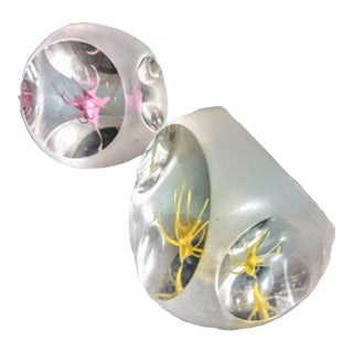 Unusual and Elegant Pair of Mid-Century Glass Paperweights For Sale