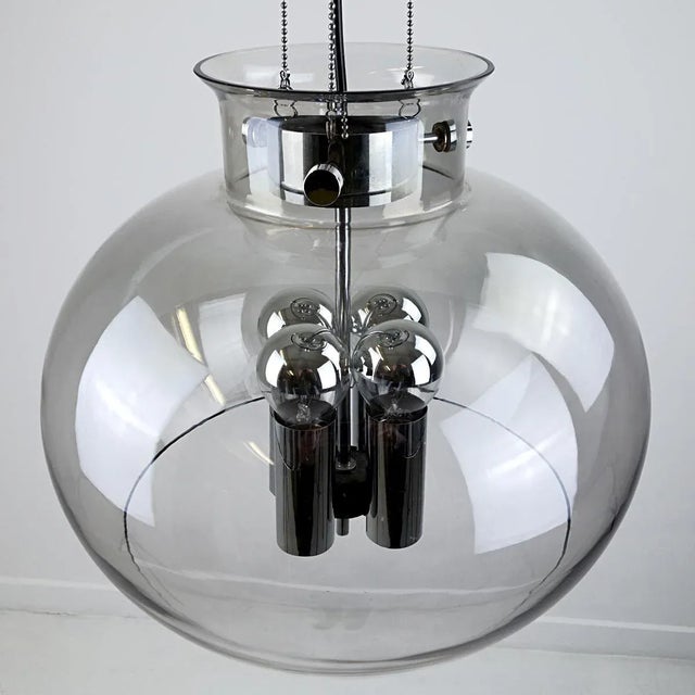 Mid-Century Modern Vintage Glass Ball Pendant Lamp from Limburg For Sale - Image 3 of 9
