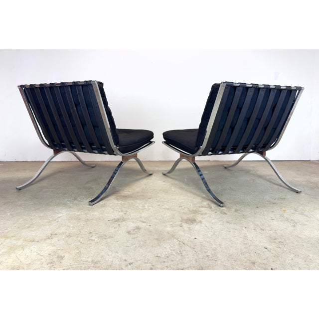 1960s Mid Century Modern Barcelona Style Lounge Chairs by Selig Made in Italy For Sale - Image 5 of 12