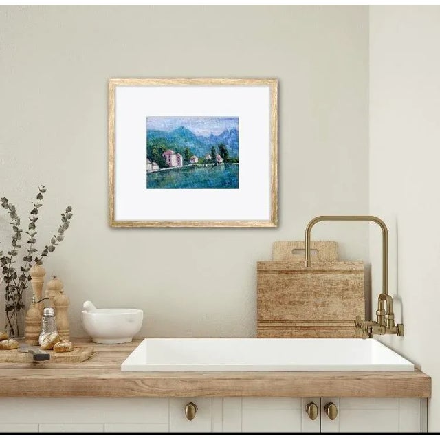 2020s Lake Como Italy Original Oil Painting Landscape Wall Decor For Sale - Image 5 of 12
