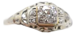 Early 18th Century Art Deco Diamond Ring, Size 5.5
