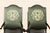 Pair of Antique High Back Throne Armchairs | Green Upholstery & Gold Monogram | Early 20th Century For Sale In Los Angeles - Image 6 of 18