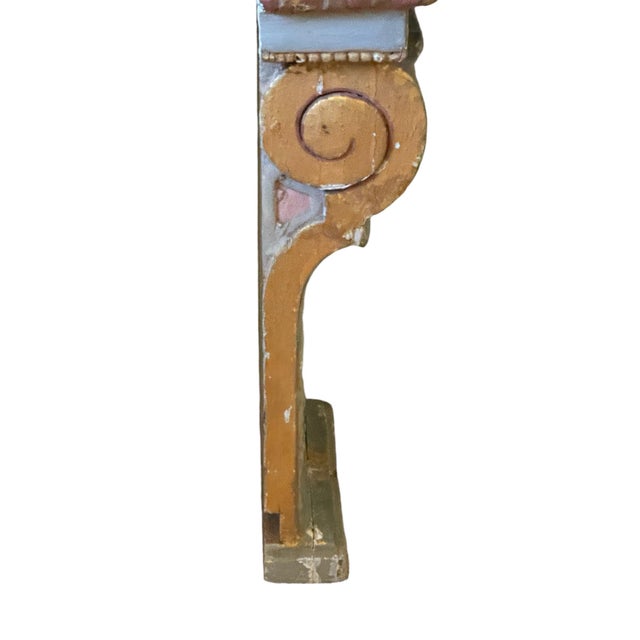 Celadon Matching Pair of Italian Painted Brackets With Faux Marble Tops. For Sale - Image 8 of 10