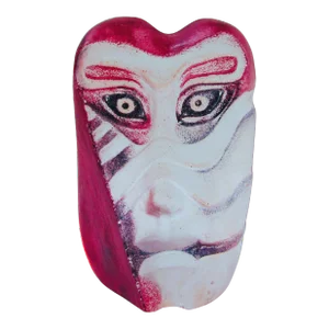 1970s Mats Jonasson Kiwok Miniature Mask Art Glass Sculpture Signed 8/65 Paper Weight