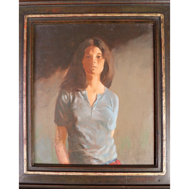 Mid-Century Modern Geoffrey Lewis "The Babysitter" Oil on Board Painting For Sale - Image 3 of 17
