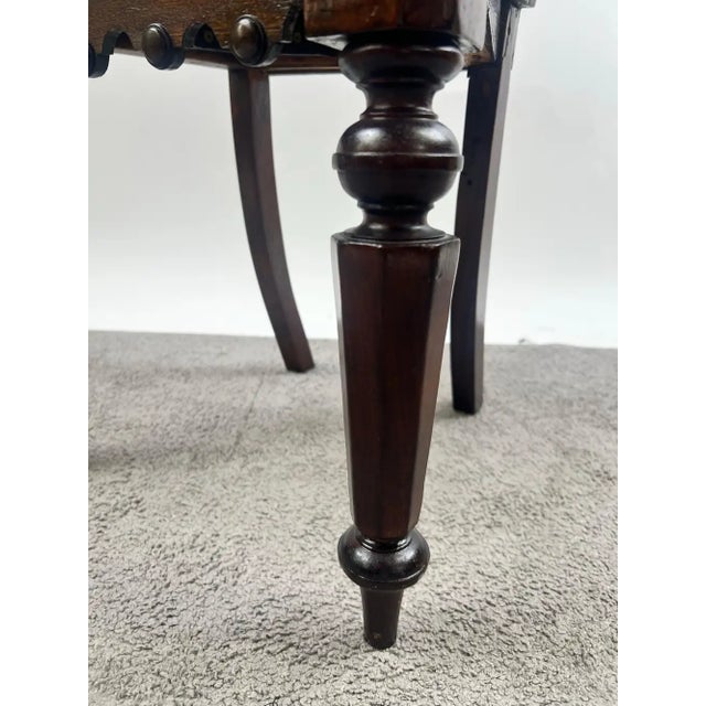 Antique English Gothic Revival Carved Oak Hall Chair With Pierced Tracery Back For Sale - Image 9 of 12